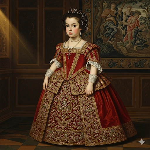 Retrato histórico de niña con guardainfante, símbolo de la moda y el lujo en la España del siglo XVII